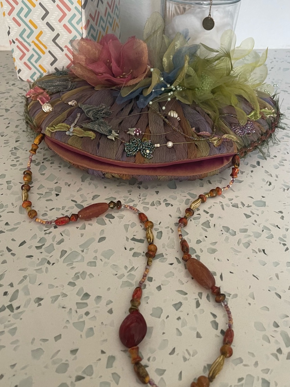 Mary Frances Multicolor Floral Embellished Round Beaded Crossbody Bag